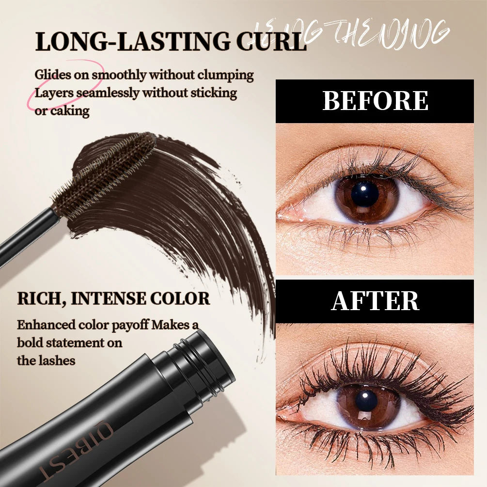 QIBEST 4D Silk Fiber Eyelash Mascara Waterproof Colorful Mascara For Eyelash Extension Thick Lift Lengthening Lasting Makeup