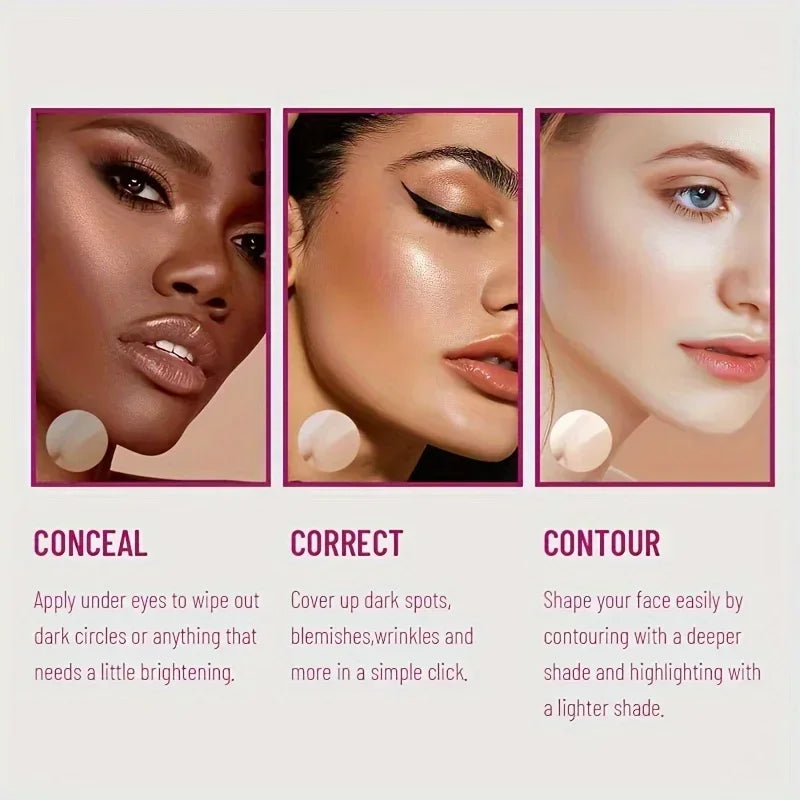 12 Color Liquid Concealer Moisturizing Rotating Sponge Head Concealer Long Lasting Lightweight Multi-use Foundation Makeup