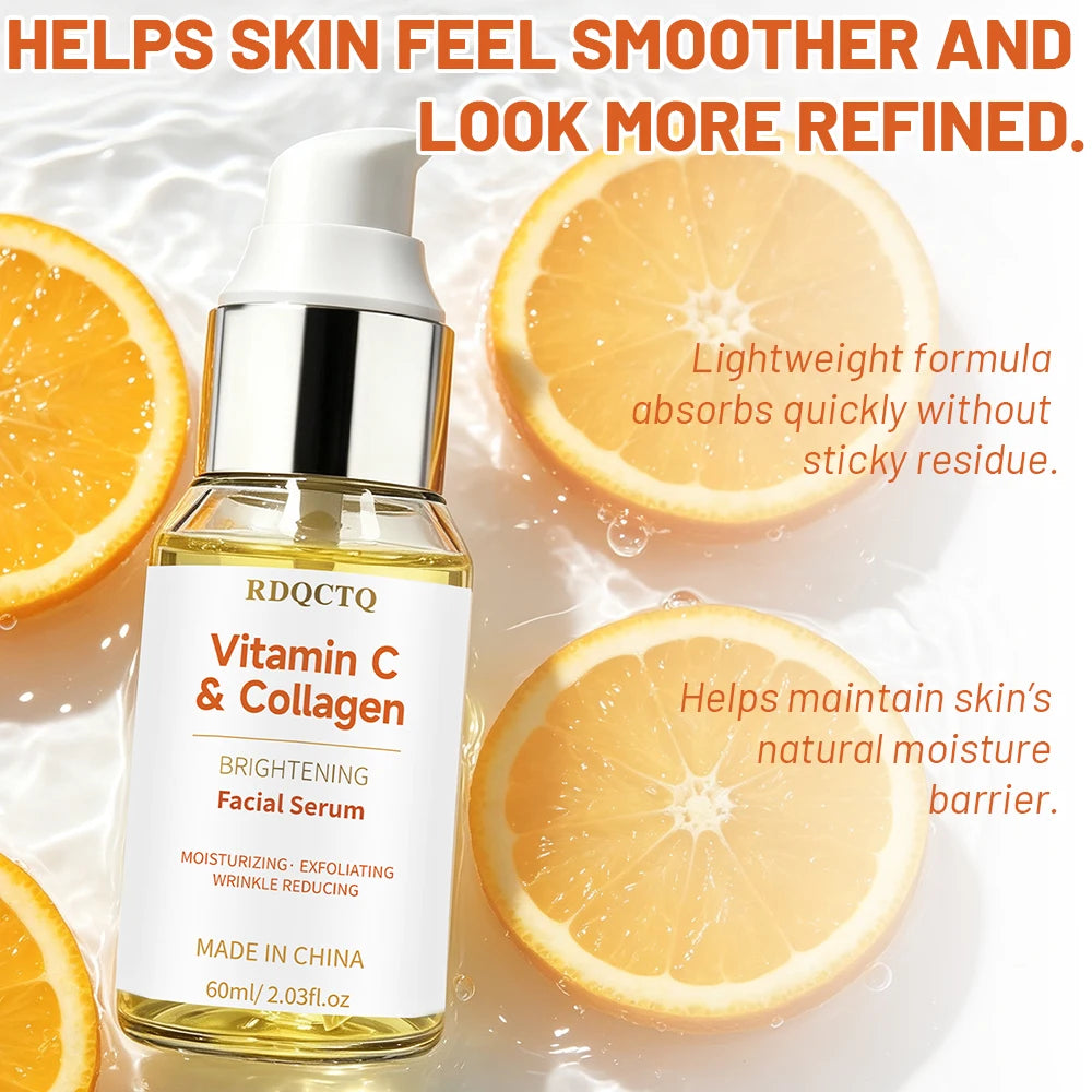 Facial Serum | Vitamin C & Collagen Infused Daily Skin Care Serum, Hydrating & Gentle Exfoliating Facial Treatment for All Skin