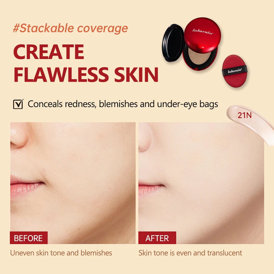 Sunscreen Cushion Foundation Fit Cushion Foundation Full Coverage Waterproof Long-lasting Concealer Long-lasting Makeup