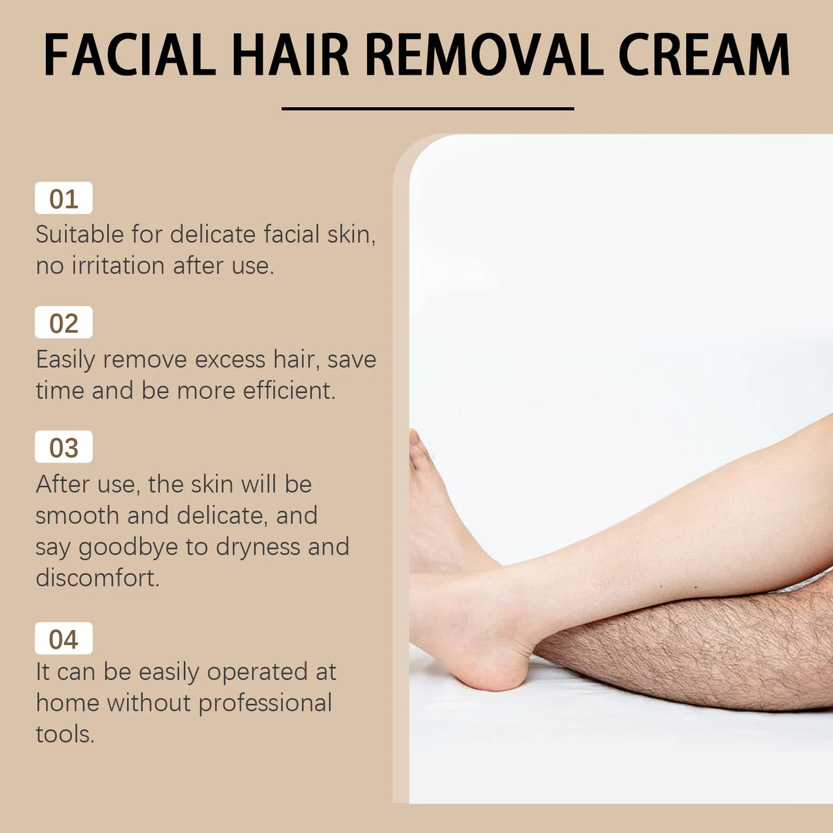 Hoygi Facial Hair Removal Cream for Sensitive Skin Care Upper Lip Hair Removal Coconut Oil Moisturizing Facial Depilatory Cream