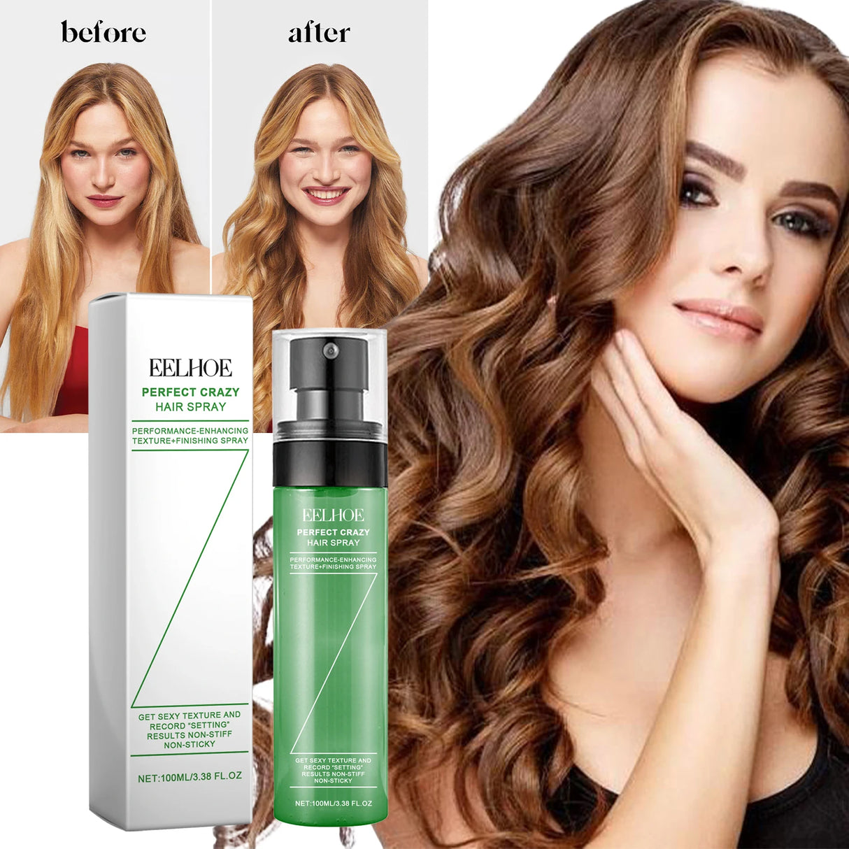Eelhoe Hair Fluffy Styling Spray Hair Fluffy Lazy Degreasing Refreshing Durable Styling Deeply Nourish Hair Wash Free Spray