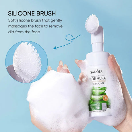 SADOER Aloe Facial Cleanser Massage Cleansing Mousse Moisturizing Deep Cleansing Anti-aigng Face Wash Foam Facial Cleanser