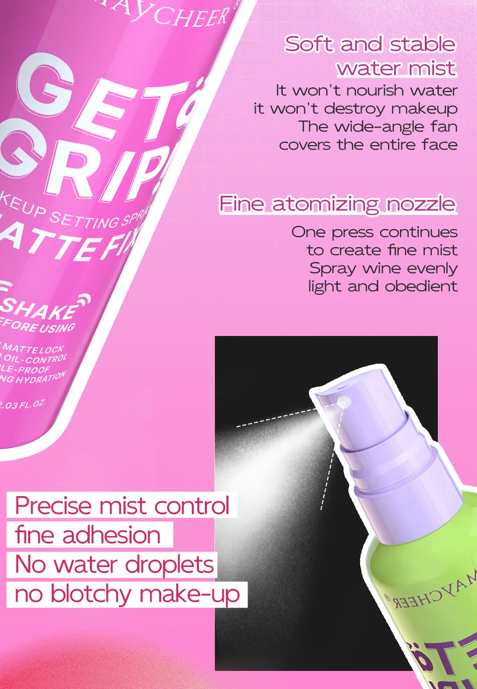 MAYCHEER Setting Spray Soft-focus Mist Matte Waterlight Oil Control Non-Smudging Non-Tight Waterproof 24H Long-lasting Cosmetics