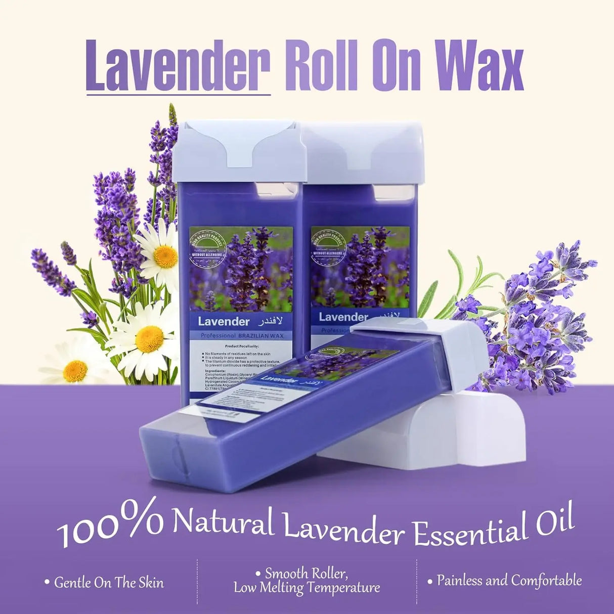 Roll on Wax Refill Painless Roll On Wax For Hair Removal Depilatory Cartridge Wax Warmer For Lavender Bikini Body Hair Removal