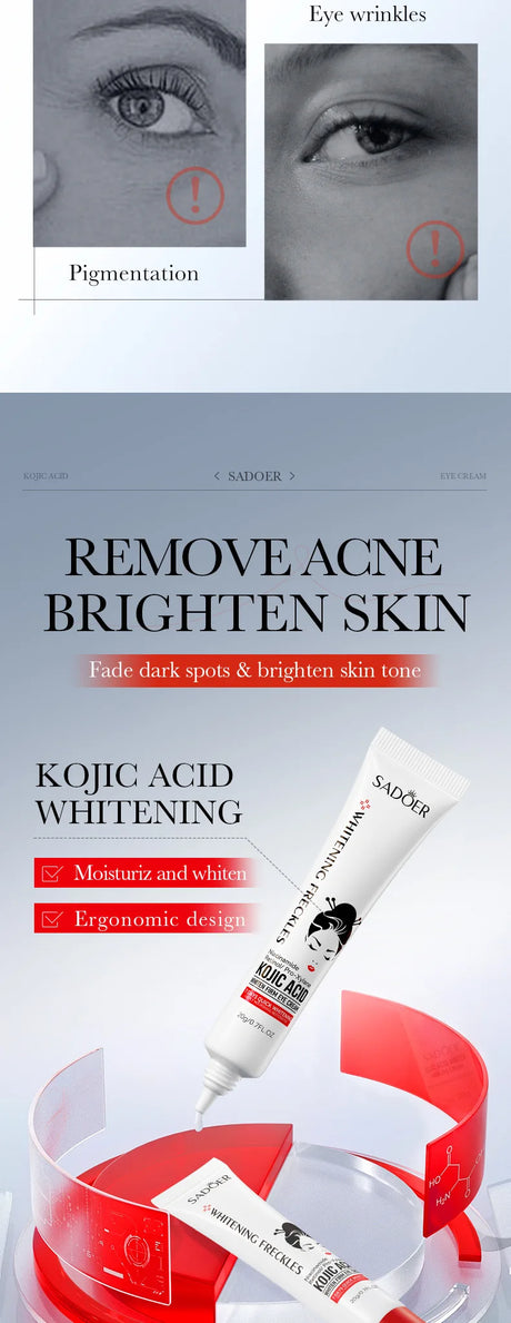 SADOER Kojic Acid Skin Care Sets Moisturizing Freckle Removing Face Cream Anti Dark Circles Eye Cream Travel Size Skin Care