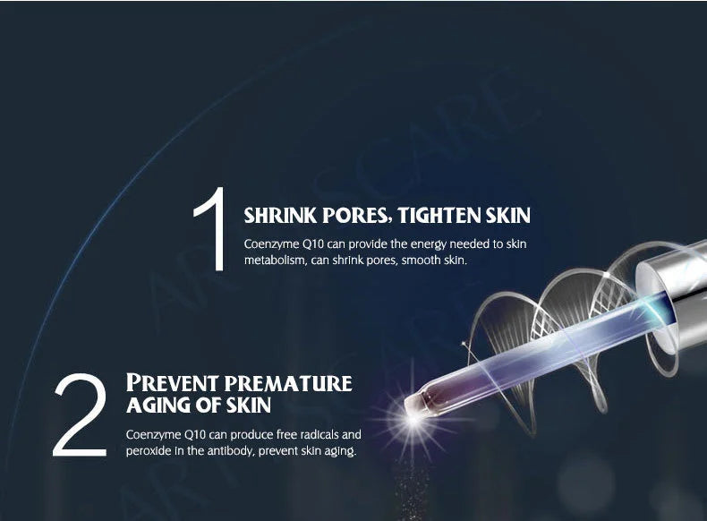 ARTISCARE Coenzyme Q10 Face Serum Shrink Pores Essence Oil Control Moisturizing Cream 3Pcs Skin Care