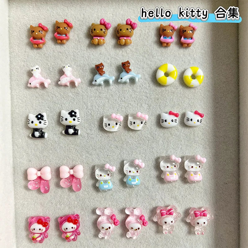 50Pcs/Pack Potdemiel cat Trendy Nail Charms - Cute Resin Cat Nail Art, Press-On Nail Decor for Kawaii Manicures