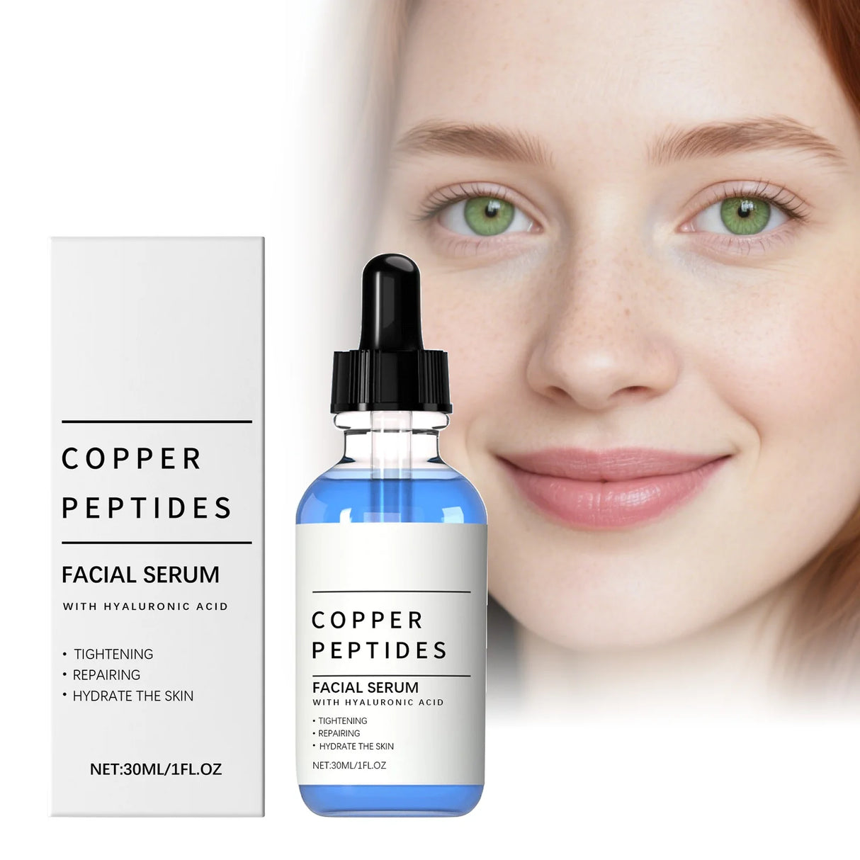 Copper Titanium Essence Hyaluronic Acid Serum For Sensitive Dry Moisturizing Brightening Soothing Face Skin Care Essence