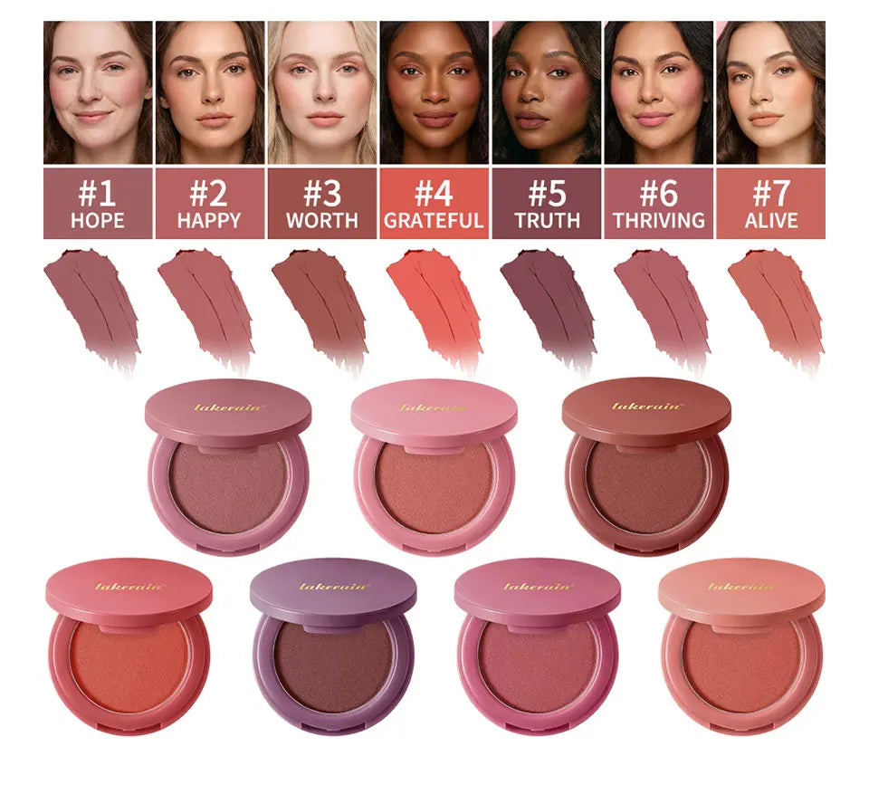 Lakerain Soft Poke Matte Blush Fresh Silky-smooth Skin Finish Long Lasting Luminosity Moisturizing Natural Matte Bouncy Blusher