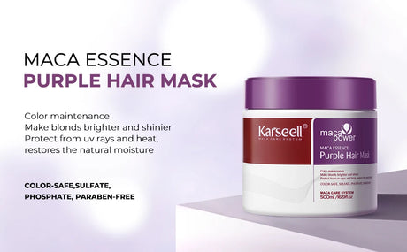 Karseell Purple Hair Mask 16.90 fl.oz 500ml Professional Neutralizes Brass Yellow Tones For Blonde Silver Gray Highlighted Hair