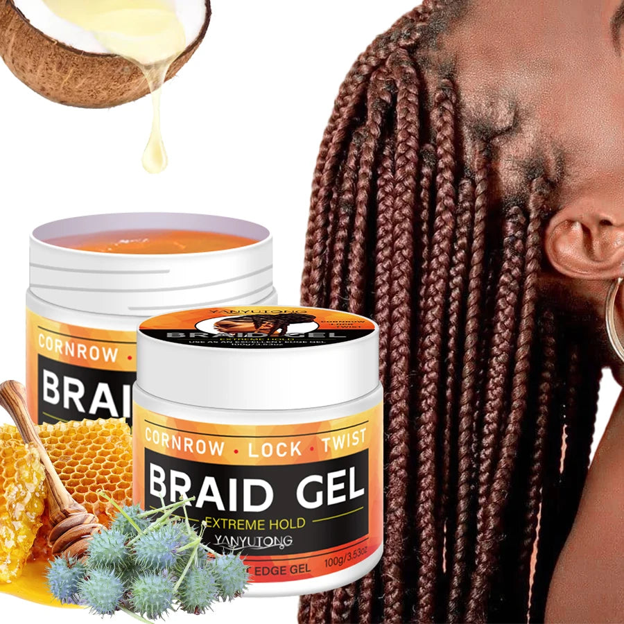 Styling Braiding Gel Wax Carbomer Long Lasting Strong Hold Pomade Anti-Frizz Smooth Hair Finishing Shaping Hair Edge Control