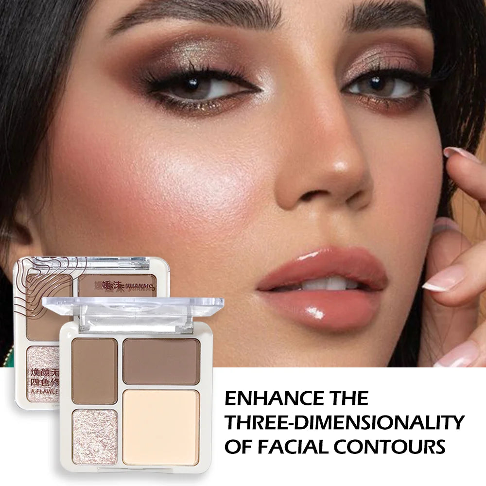 The four-color highlighter contour palette is matte and long-lasting, brightening three-dimensional contours