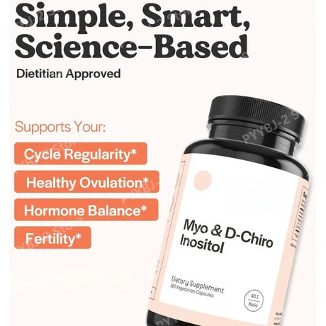 Women Myo & D-Chiro Inositol Capsule Daily Nutrition Supplements for Hormonal Balance and Ovarian Health Support 120 Count