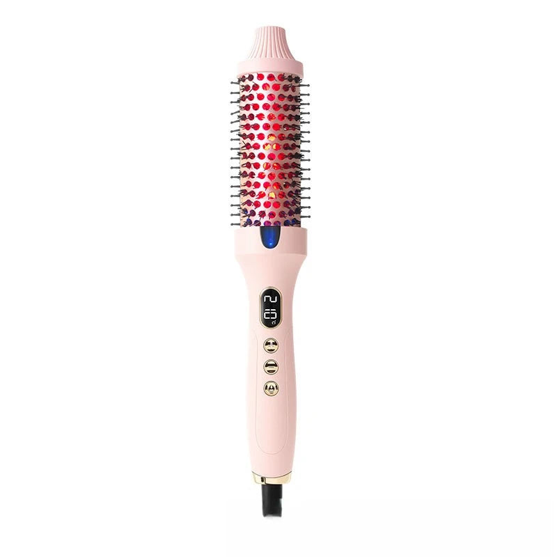 Fluffy Comb Straight Hair Curling and Straightening Dual Purpose Curling Brush PTC Heating Red Light Hair Care Curling Iron