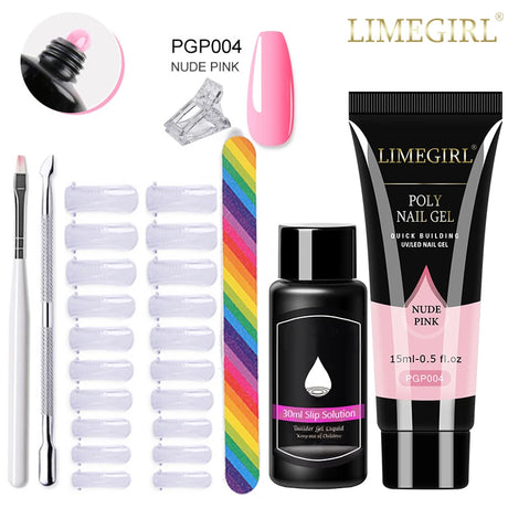 Limegirl Poly Nail UV Gel Set for Nails Quick Extension Building Soak Off UV Polys Nail Gel Kit Manicure Art Decoration Tools