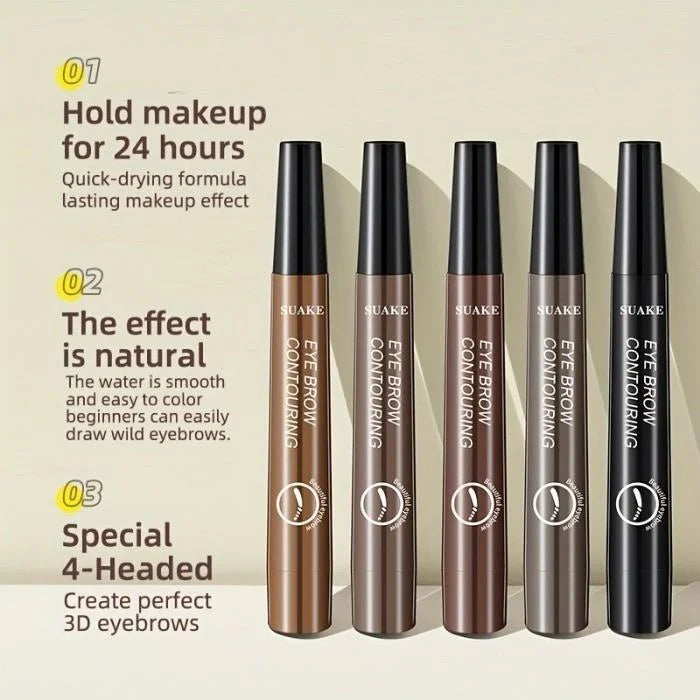 Four-Pronged Eyebrow Pencil, Four-End, Long-Lasting, Non-Smudged, Water-Resistant, Anti-Smudged Eyebrow Pencil