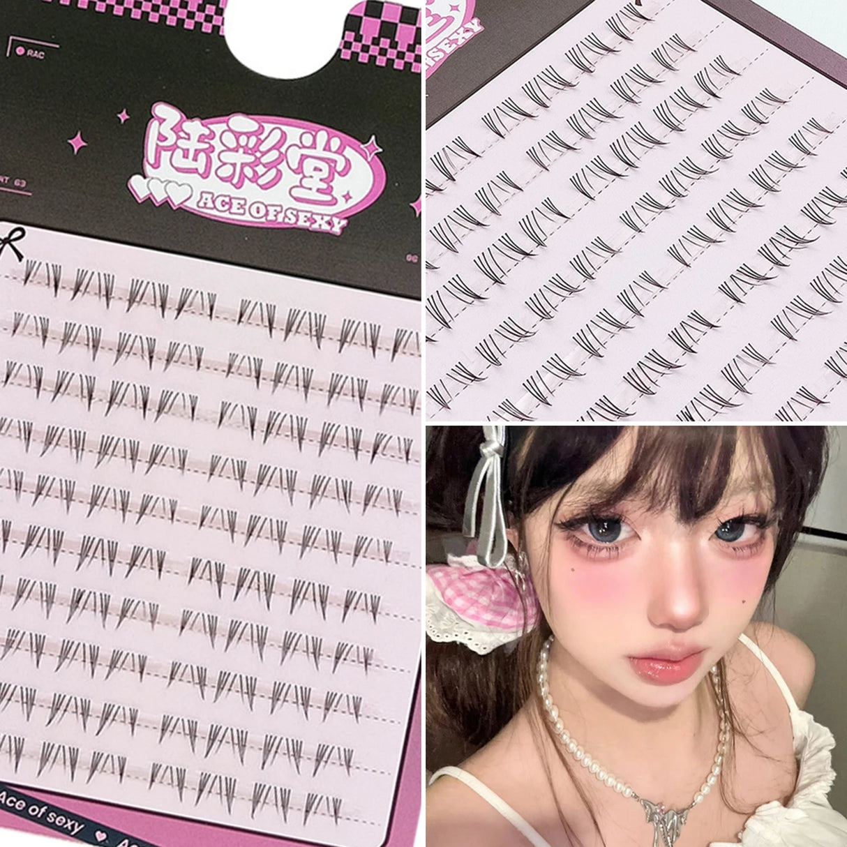 6-7mm ACE Dense Cat Korean Lower Eyelashes Air Fairy Fake Eyelash Segmented Natural Under Lashes Extension Manga Eye Makeup Tool