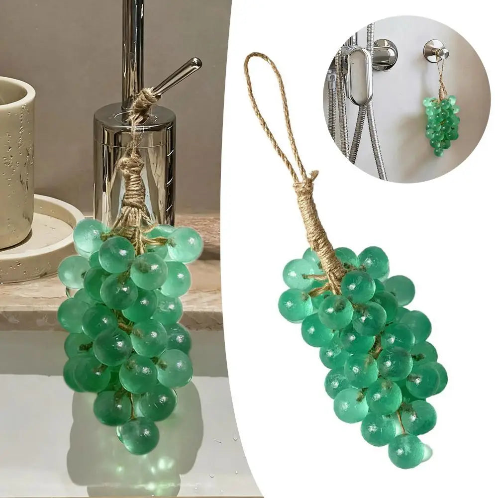 Crystal Clear Transparent Grape Shaped Soap Bar Lovely Fruit Simulation Grape String Soap with Natural Fragrance Home Bathroom