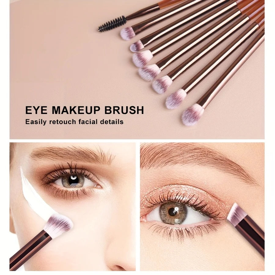 A Set of 15 Makeup Brushes Including Foundation Brush, Highlighter Brush, Blush Brush, Powder Brush, Nose Contour Brush, Eyeshad