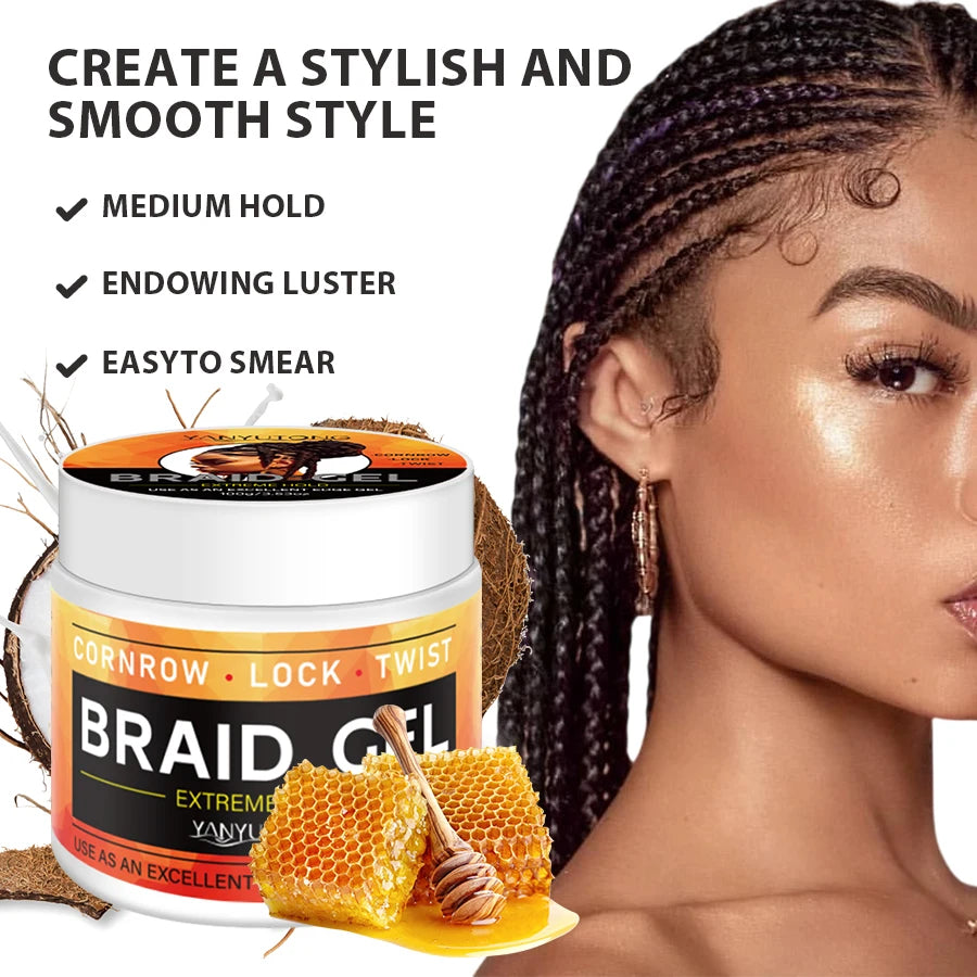 Styling Braiding Gel Wax Carbomer Long Lasting Strong Hold Pomade Anti-Frizz Smooth Hair Finishing Shaping Hair Edge Control