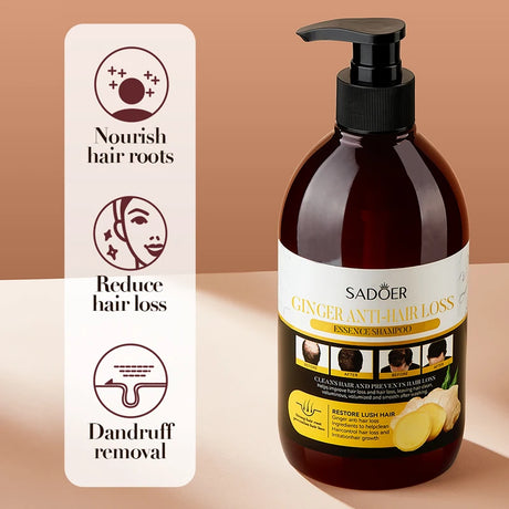 500ml Ginger Anti-Hair Loss Shampoo Long-lasting Fragrances Shampoo Deeply Moisturizing Smooth Set With Comb Gift