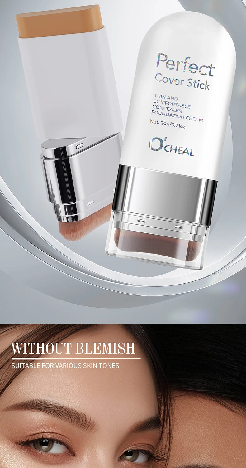 O'CHEAL Perfect Cover Stick Thin And Comfortable Concealer Foundation Cream Stick Instant Natural Waterproof Long-lasting Makeup