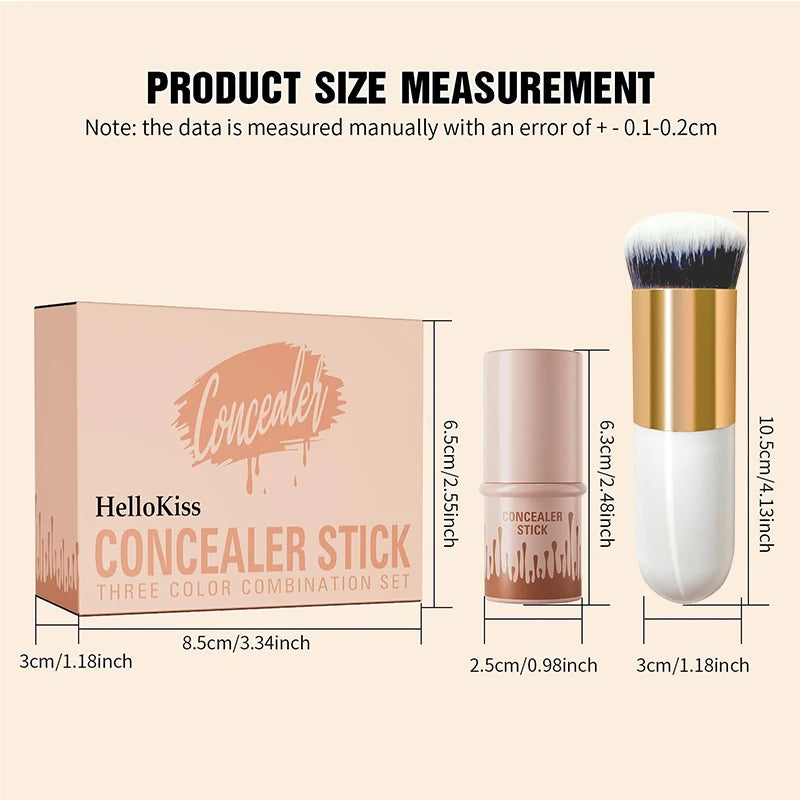 4pcs Set of Contour Stick, Highlight Stick, Blush Stick, Contour Brush, Shapes the Face Contour, Non-Greasy, Waterproof