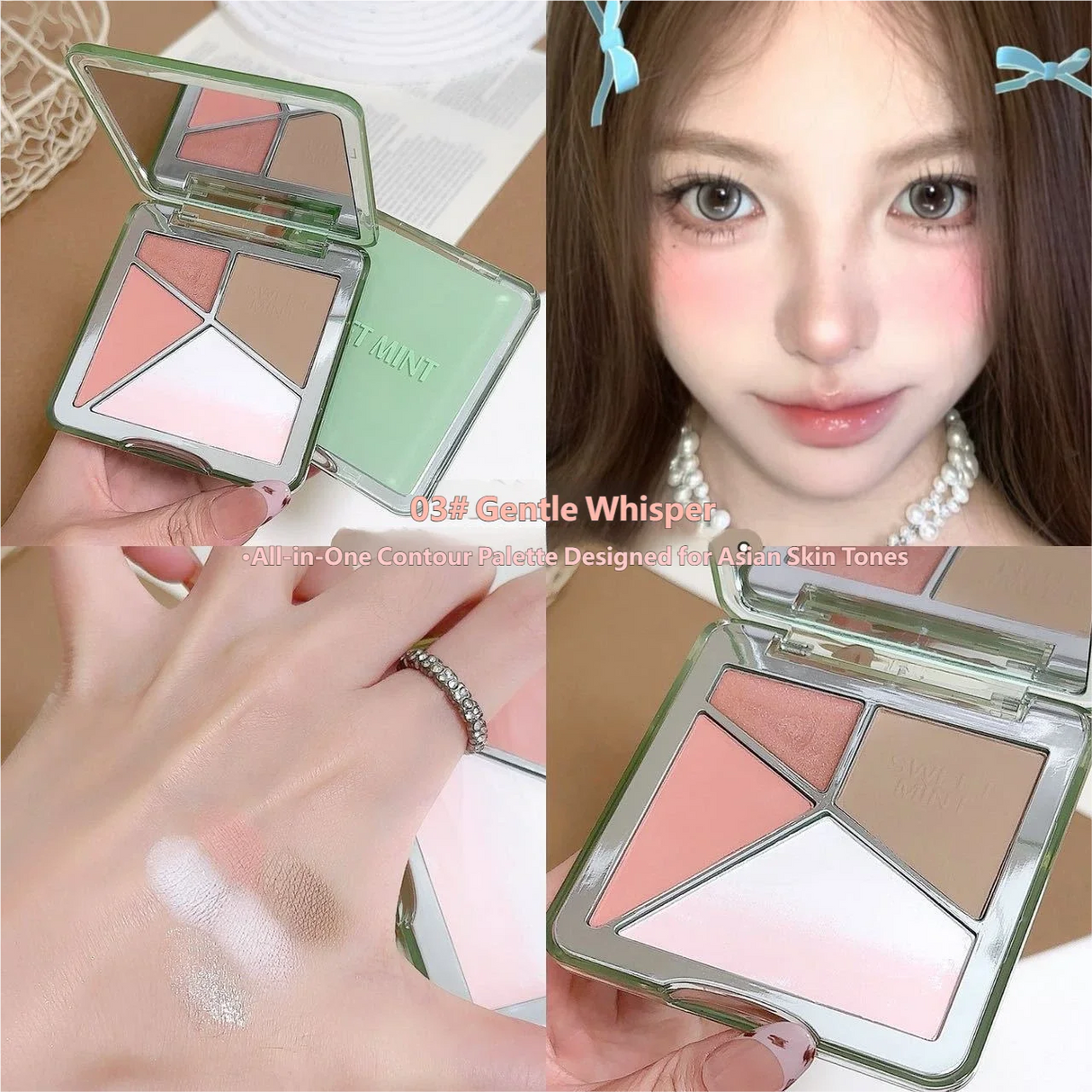 All-in-One Contour Palette Makeup Pearlescent Highlighter&Matte Nose Shadow Shimmer Sculpt&Define Beauty Natural Finish Cosmetic