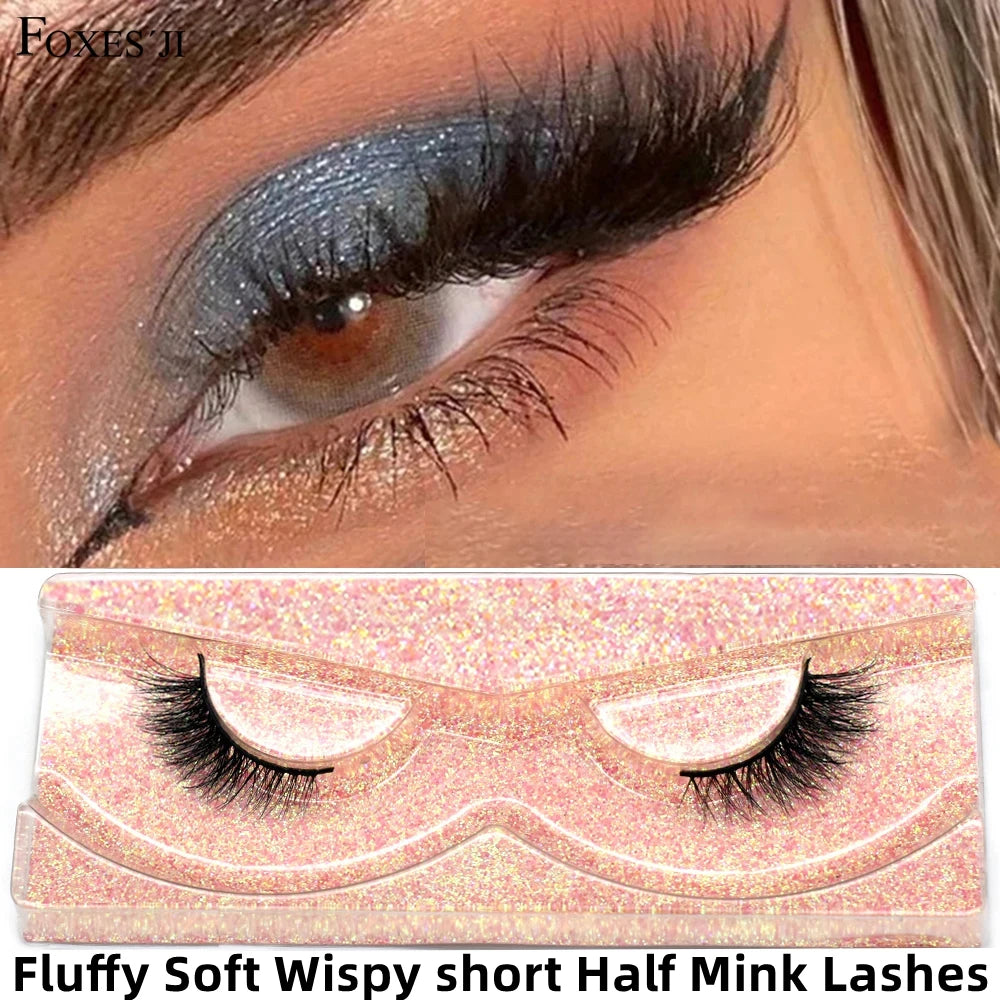 Half Lashes Mink Eyelashes Fluffy Soft False Eyelashes Wispy Cross Mink Eye Lashes Natural Short Mink Eyelash Extension Makeup
