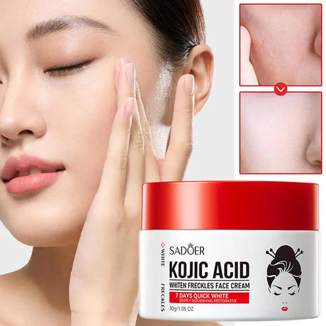 SADDER Kojic Acid Face Cream for Dark Spots Freckles Skin Care with Vitamin C, Whitening Treatment, Overnight Repair Moisturizer