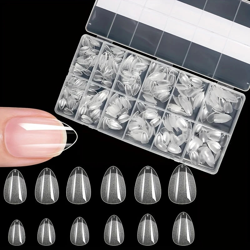 600 Pieces of Fake Nail Tips, Matte and Semi-Matte Effect, Almond French Coffin Shape, Stiletto Oval Square Shape, Thickened Fingertips at the Front