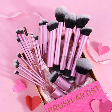20pcs/set Pro Makeup Brushes Double Ended Foundation Concealers Blush Eye Shadows Brush for Liquid Cream Powder Blending