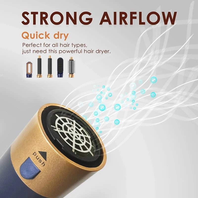5 in 1 Hair Styler Powerful Fast Drying Ionic Hair Dryer High Speed Hot Comb Brush Set Professional Hair Straightener