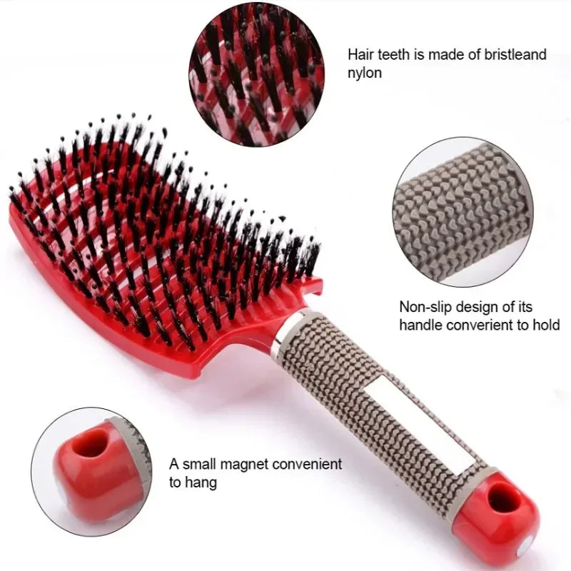 Hair Brush Exfoliating Hair Brush Bristle Women's Wet Curly Hair Comb Salon Hair Styling Tool,Special for Real Hair Wigs