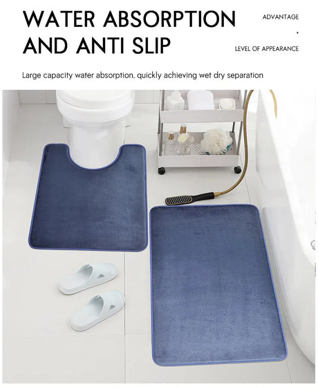 Three Piece Toilet, Bath Floor Mat, Shower Mat, Bath Absorbent Mat, Non Slip Carpet, Soft and Comfortable, Laundry Room.