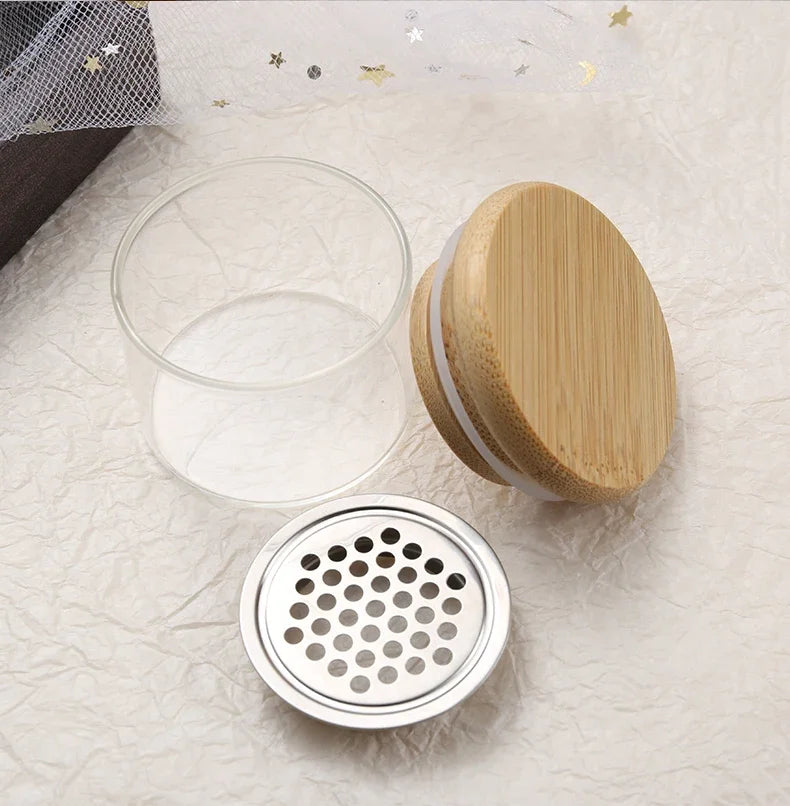 Nail Brush Cleaner Cup Wash Pen Brush Cup with Stainless Steel Mesh Base Nail Drill Bits Cleaning Container Crystal Glass Cup