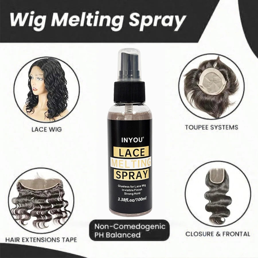 4PCS Wig Glue Spray Lace Adhesive Kit with Remover Repair Spray And Headband - Strong Natural Hold Lace Wig Melting Spray