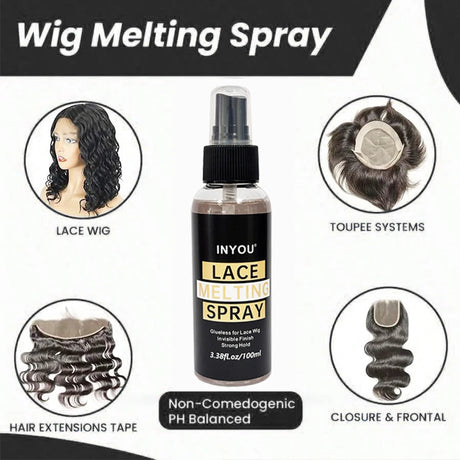 4PCS Wig Glue Spray Lace Adhesive Kit with Remover Repair Spray And Headband - Strong Natural Hold Lace Wig Melting Spray