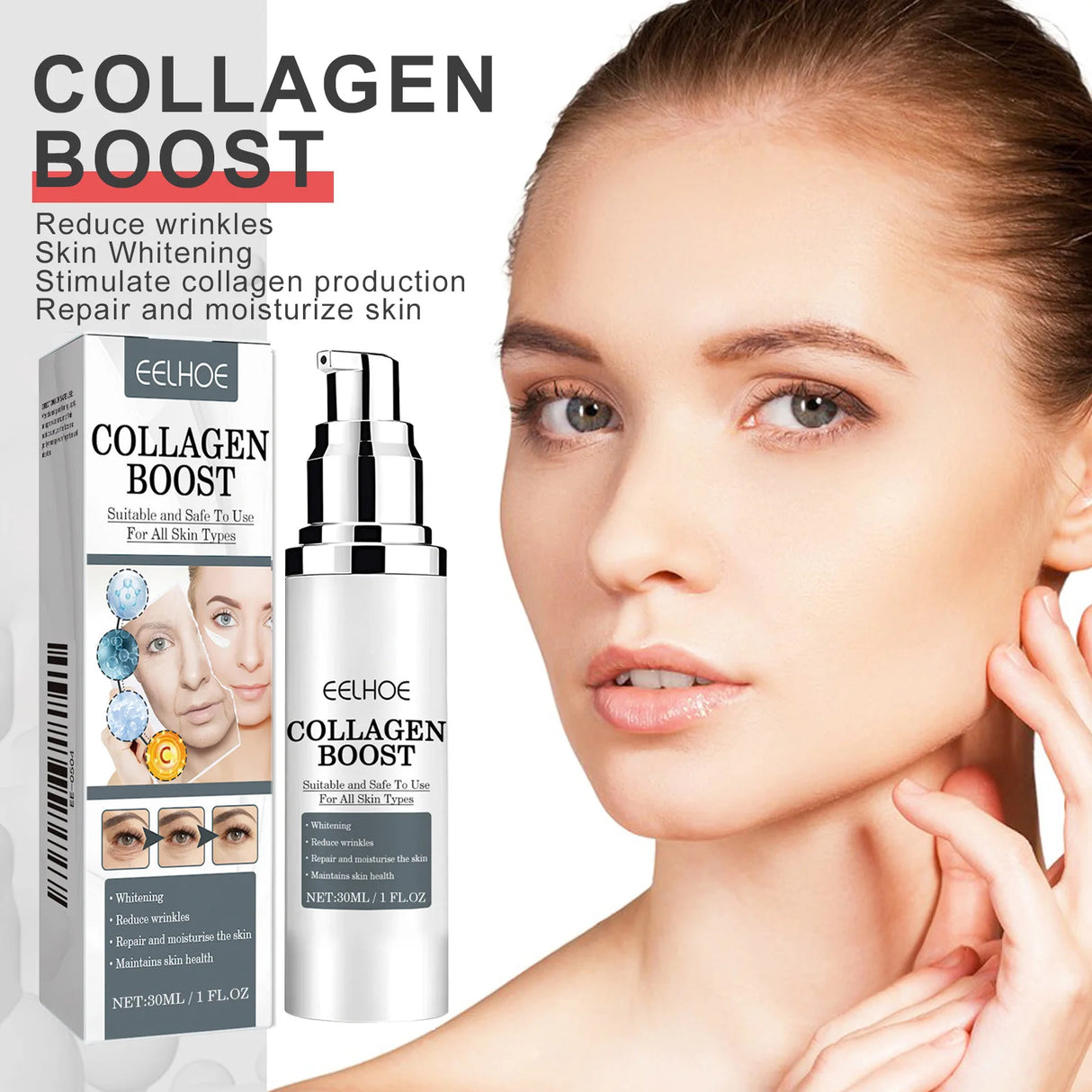 Collagen Face Cream Anti Aging Wrinkle Reduction Moisturizer for Women Firming & Lifting Cream to Brighten Skin Ton 30ml