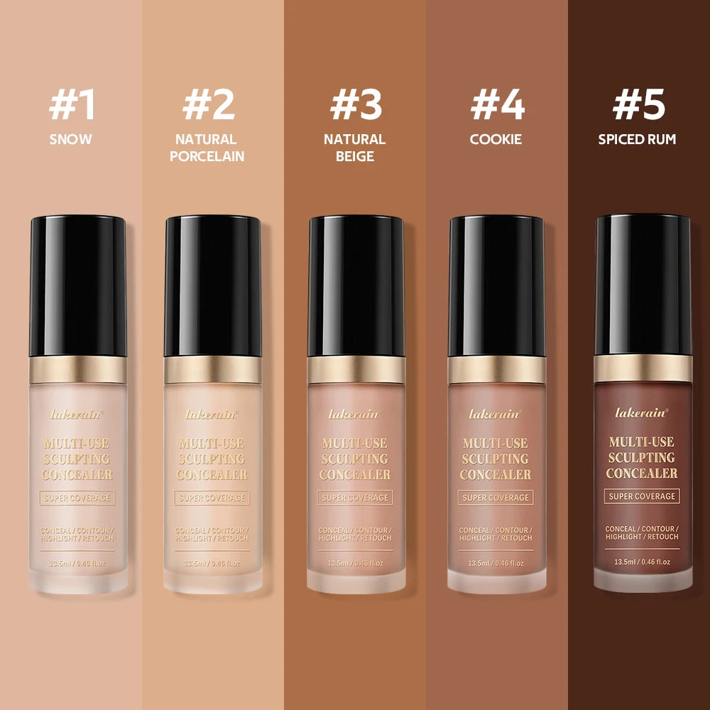 Lakerain 5-Color Waterproof Concealer Matte High Coverage Oil-Control Foundation For Acne Scars And Dark Circles Cosmetics