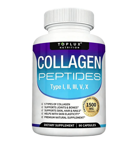 Premium Collagen Peptides Supplement 1500mg Collagen Peptides Complex for Hair, Nails, Skin, Bone & Joint Health - 90 Capsules