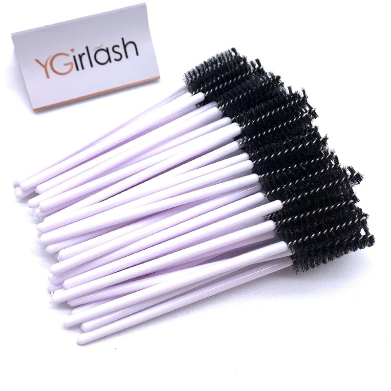 YGirlash 50Pcs Lash Swans Crystal Eyelash Applicator Disposable Diamond Handle Nylon Mascara Wands Brush Cosmetic Tools