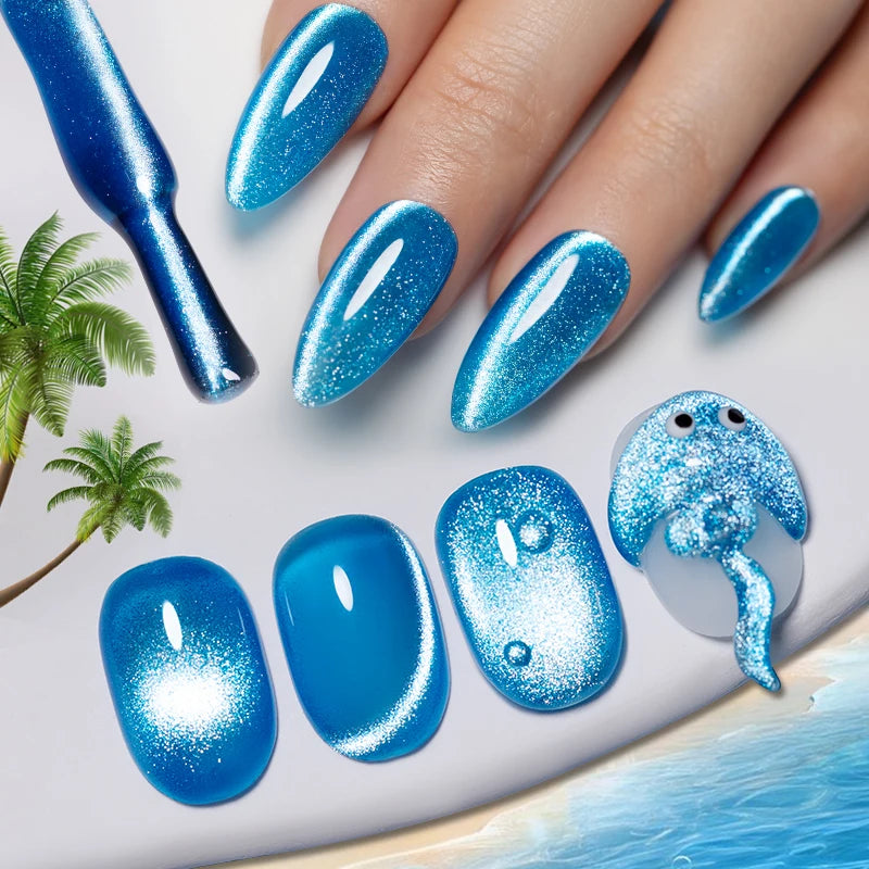 PUENTE 7.5ML Nude Shade Moonlight Cat Magnetic Gel Nail Polish Ultra-Bright Cat Eye Soak Off UV Semi-Permanent Varnish Manicure