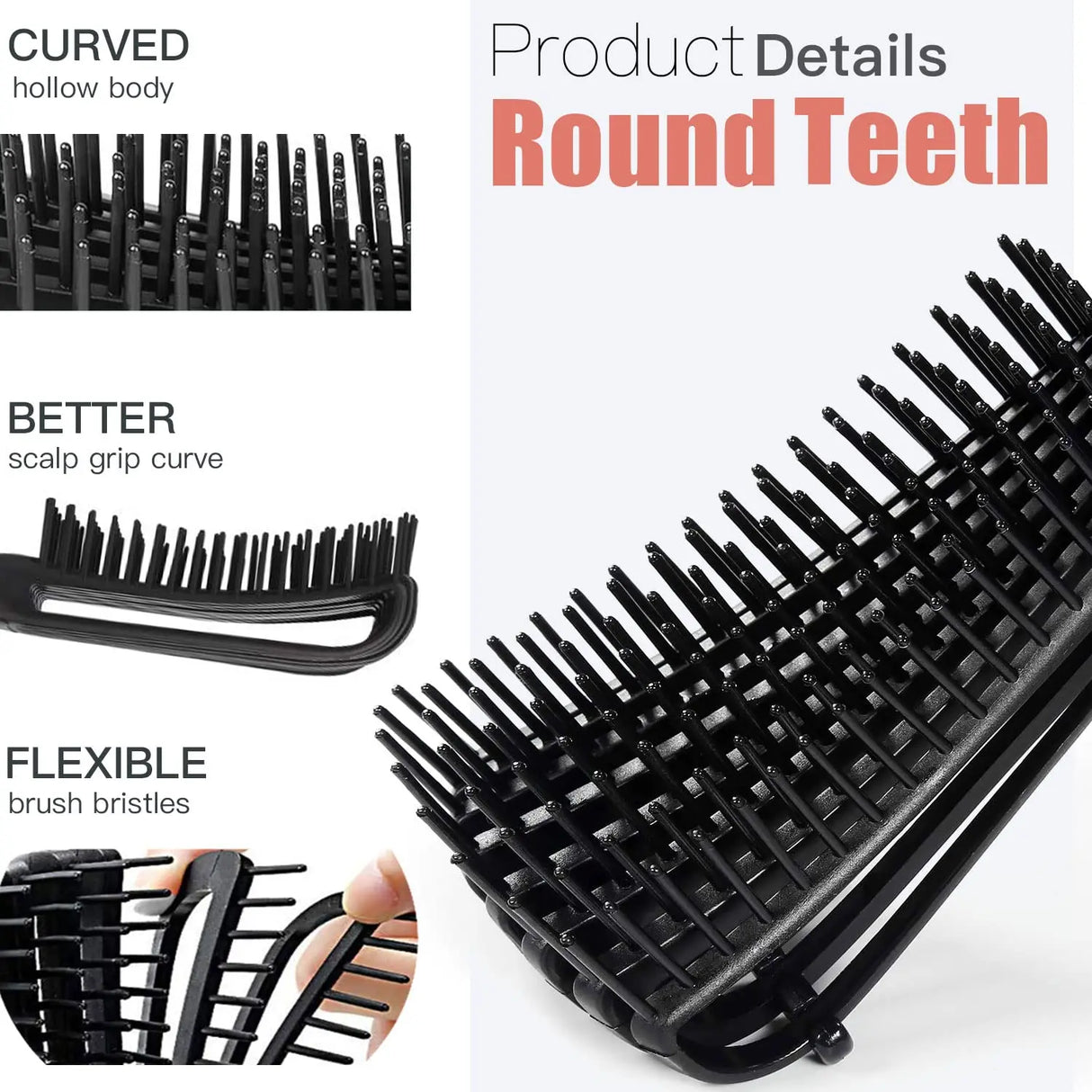 5 Pcs Detangling Brush Set,Curly, Wet/Dry, Black Hair, Flex Detangling Brush set for Hair Style and Cuting, Easy Clean in Daily