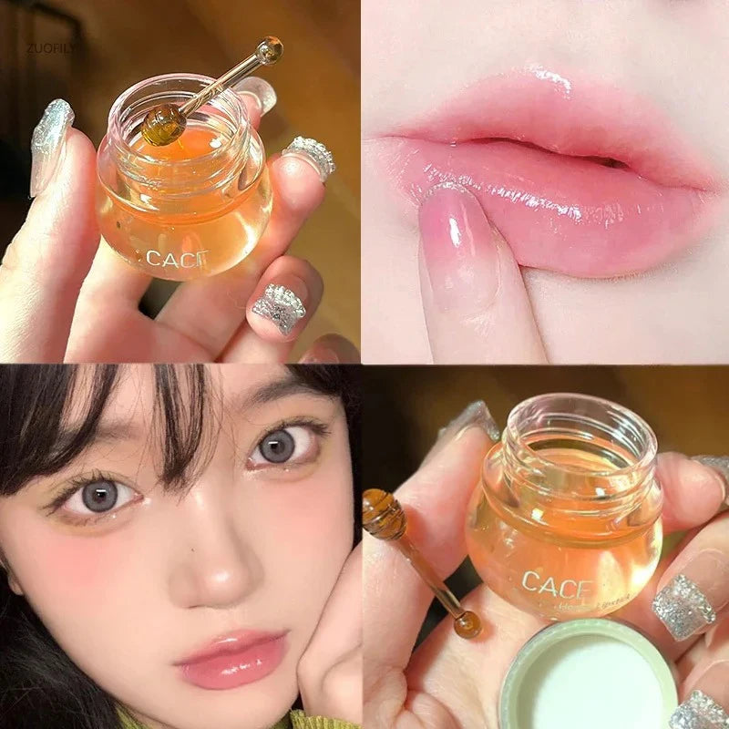 Cherry Honey Lip Oil Nourishing Lip Balm Long-lasting Deeply Hydrating and Plumping Clear Lipgloss Moisturizing Lips Care Makeup