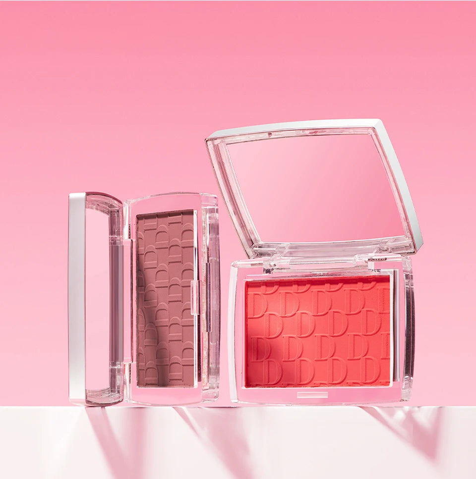 Matte Embossed Blush Palette High Pigmented Pink Coral Cheek Blush Powder With Professional Makeup Brush
