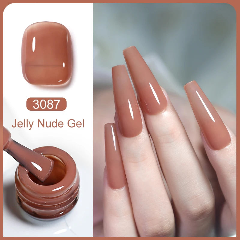 Clou Beaute Translucent Jelly Nude Pink Nail Gel Polish 15ml Vernis Semi Permanent Gel Colorful Varnish Nail Art Manicure Gel