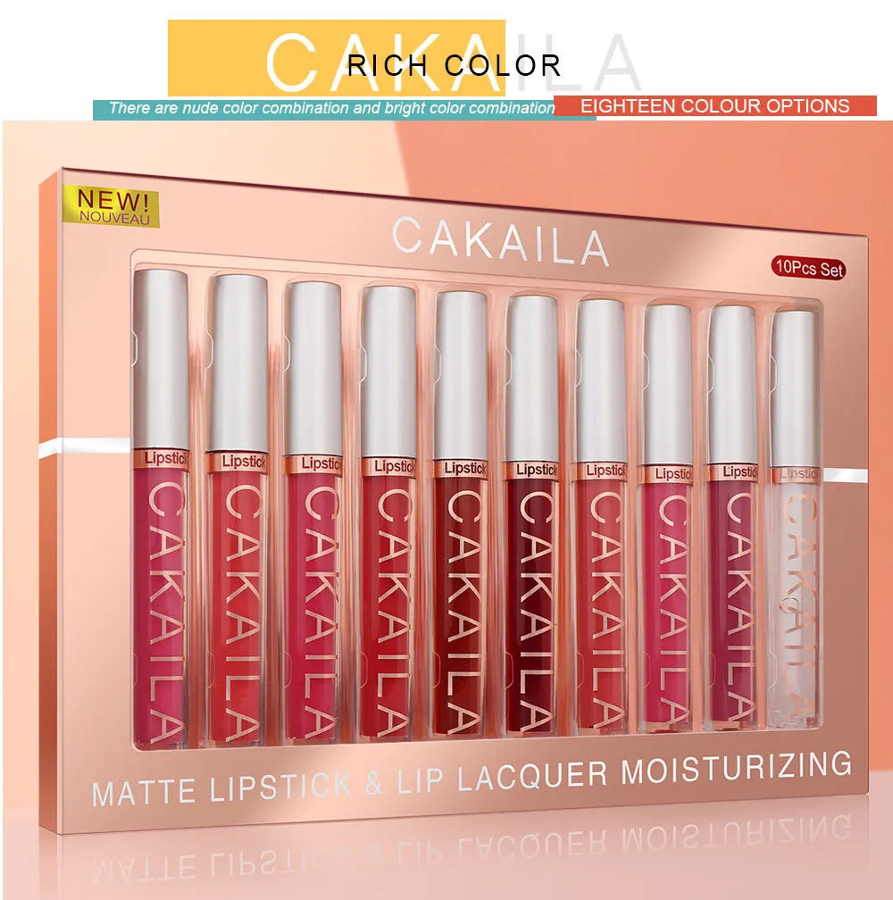 4pcs/10pcs/set Nude Lip Gloss Matte Velvet Lipstick Waterproof Long-lasting Liquid Lipstick Women Moist Lip Tint