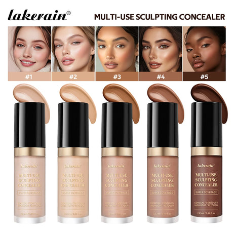 Lakerain 5-Color Waterproof Concealer Matte High Coverage Oil-Control Foundation For Acne Scars And Dark Circles Cosmetics